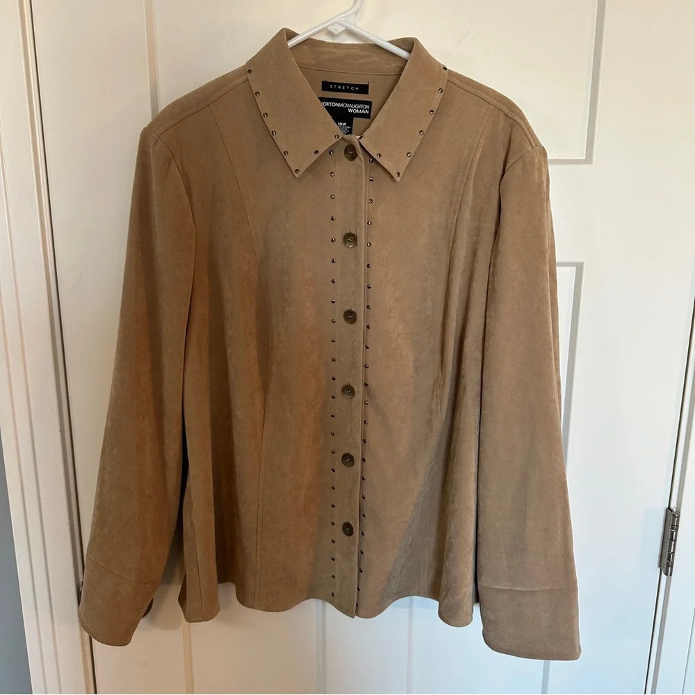 Norton McNaughton Women’s Faux Suede Tan Shirt/Jacket. Size 18W.